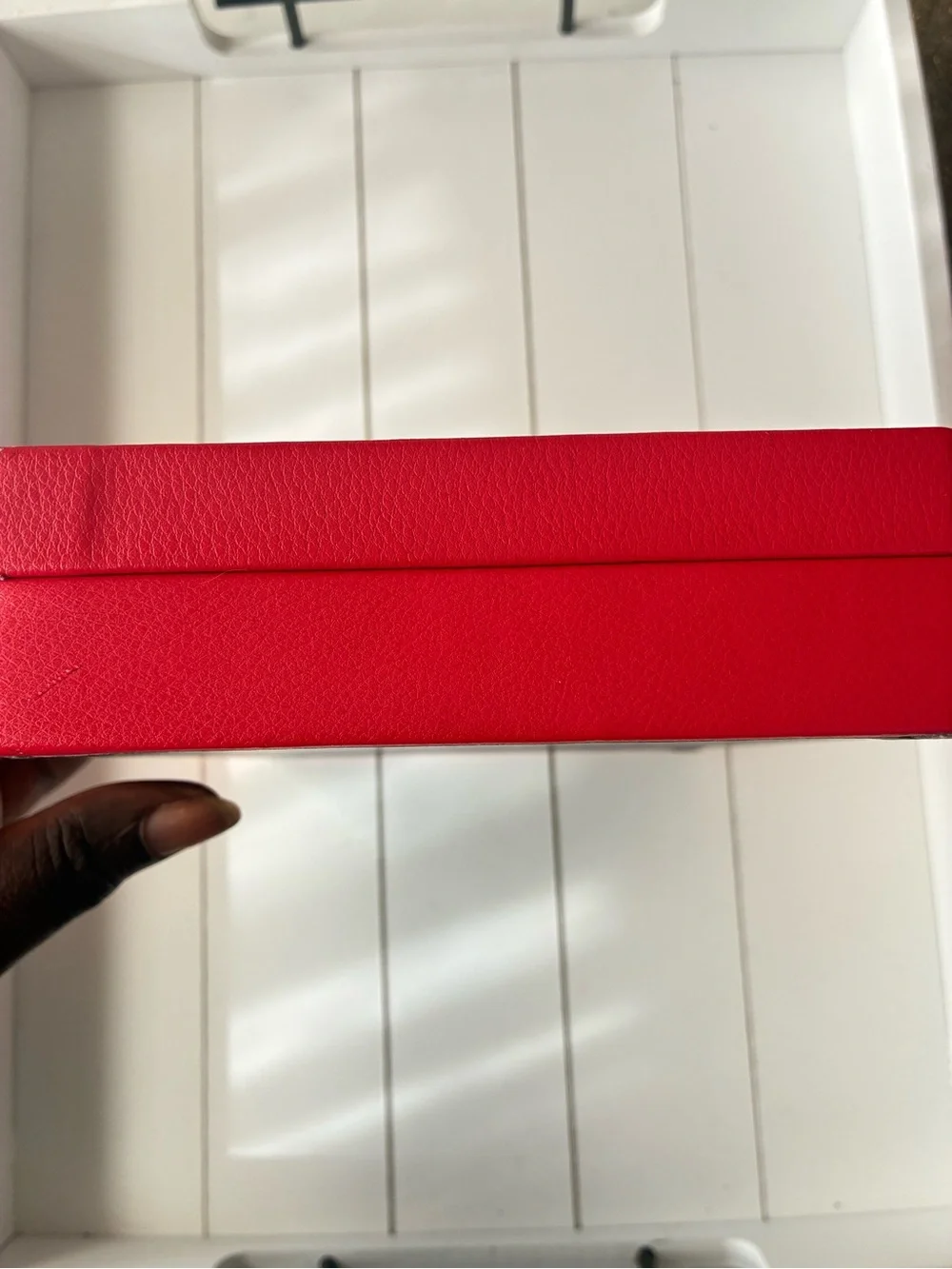 Prestige Red Jewelry Box with Glass Lid - 12 Compartment Display Cas